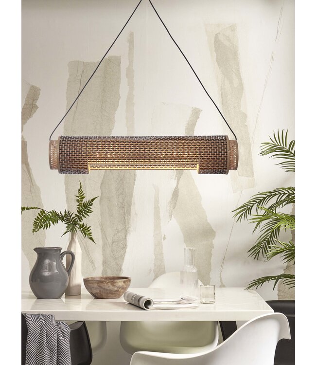 Good&Mojo hanglamp Bhutan bamboe cilinder zwart/naturel