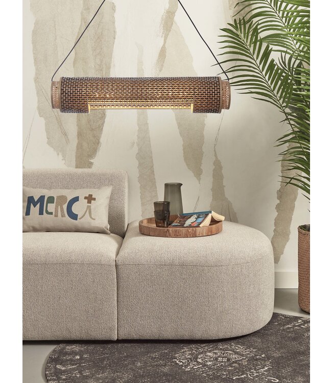 Good&Mojo hanglamp Bhutan bamboe cilinder zwart/naturel