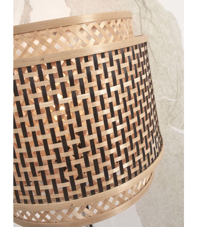 Wandlamp Bhutan bamboe halfrond