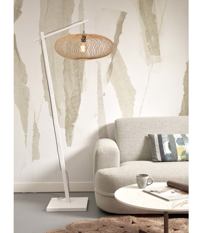 Vloerlamp Cango Large bamboe wit