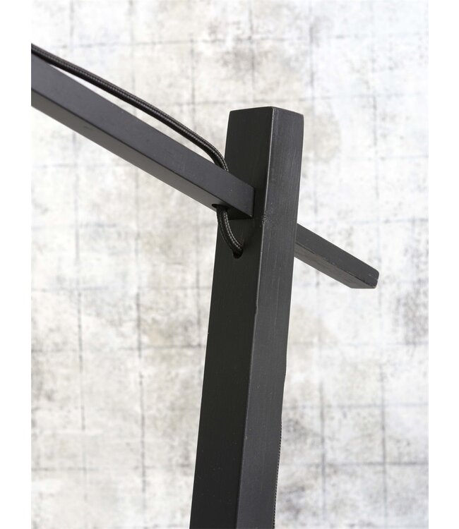 Vloerlamp Bhutan bamboe met korte arm, in 3 maten