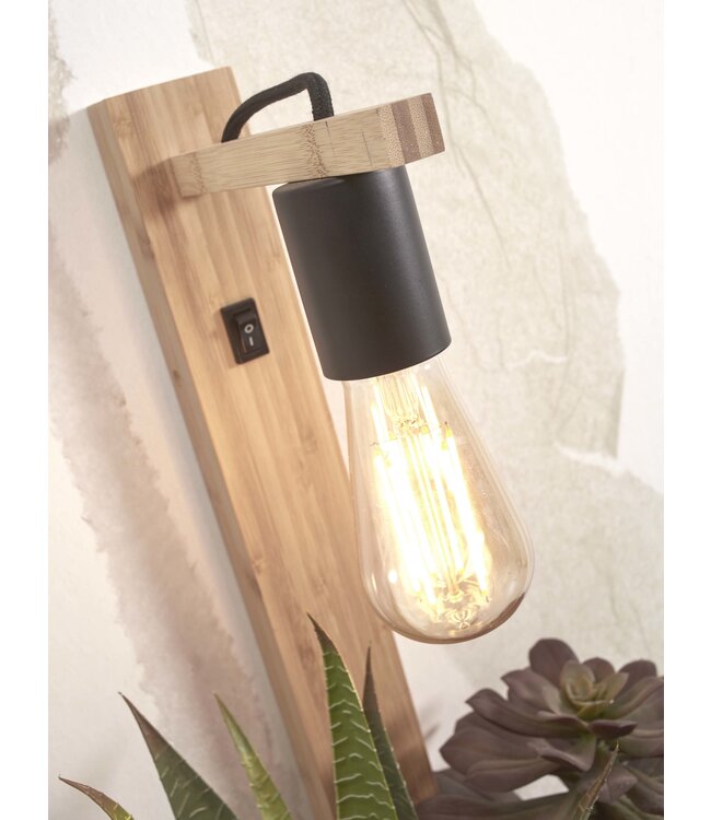 Good&Mojo wandlamp Flores bamboe naturel of zwart