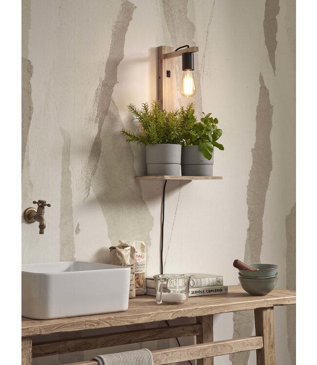 Good&Mojo wandlamp Flores bamboe naturel of zwart