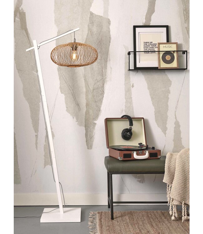 Vloerlamp Cango bamboe small in wit, naturel of zwart