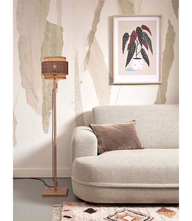 Vloerlamp Bhutan Small, recht model in bamboe naturel in 3 maten