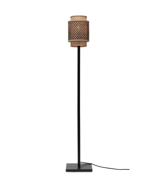 Vloerlamp Bhutan Small, recht model in bamboe zwart in 3 maten