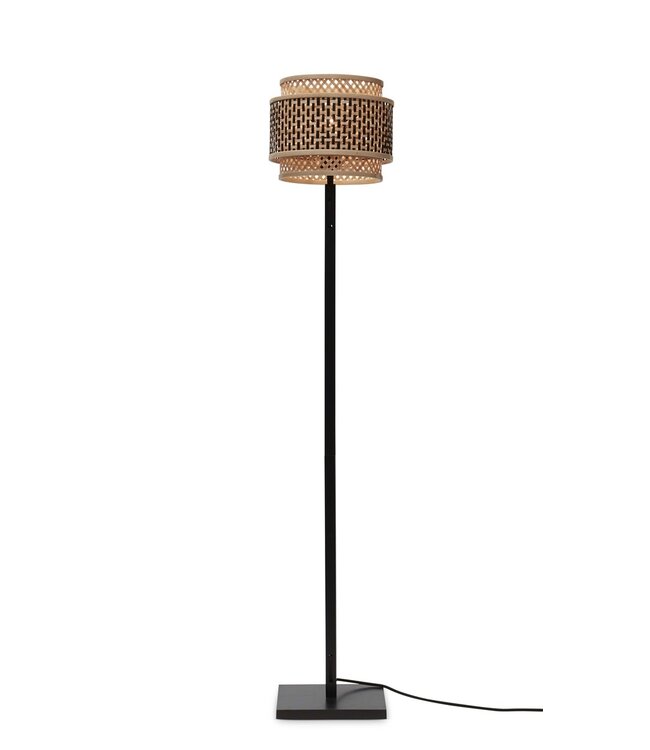 Vloerlamp Bhutan Small, recht model in bamboe zwart in 3 maten