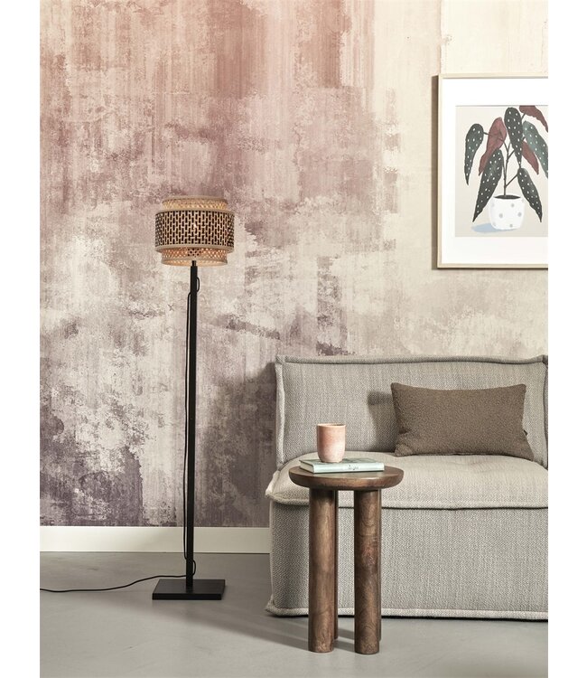 Vloerlamp Bhutan Small, recht model in bamboe zwart in 3 maten
