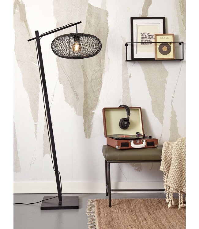 Vloerlamp Cango bamboe small in wit, naturel of zwart