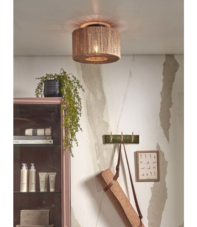 Good&Mojo plafonnière Iguazu Cilinder Small in zwart of naturel