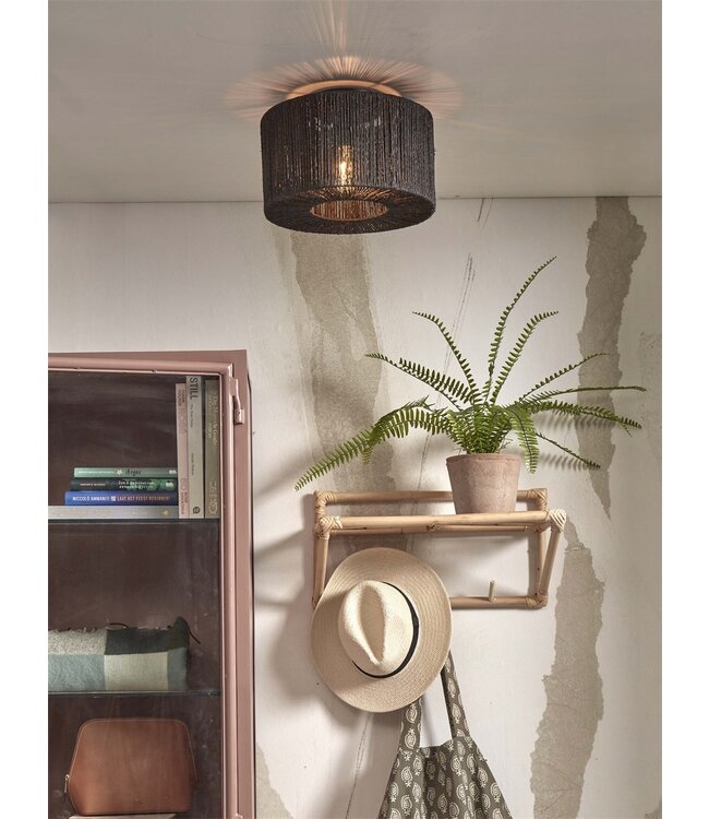 Good&Mojo plafonnière Iguazu Cilinder Small in zwart of naturel