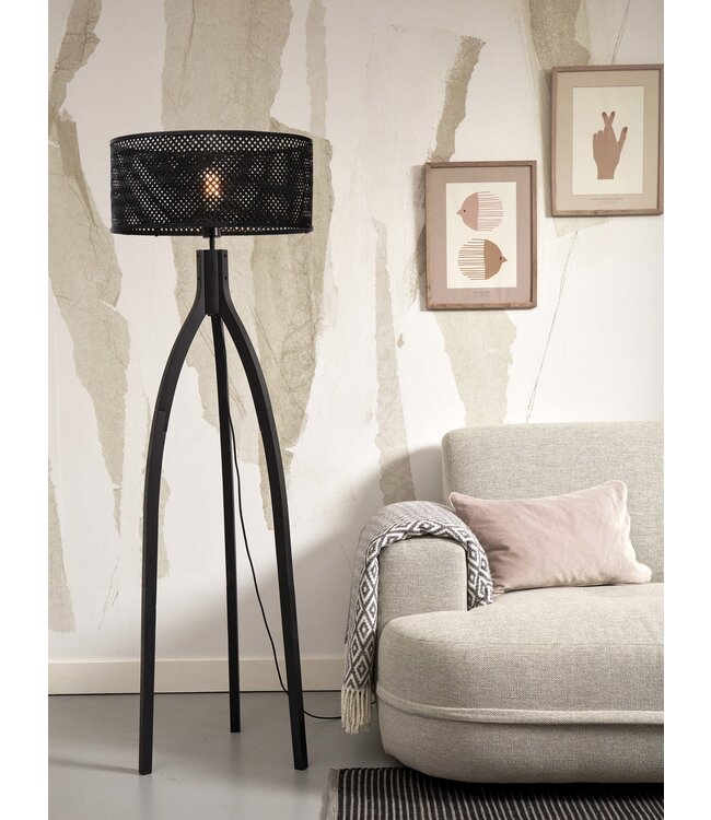 Good&Mojo vloerlamp Java 3-poot bamboe zwart