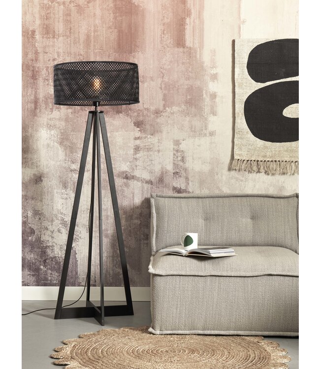 Good&Mojo vloerlamp Java 4-poot bamboe zwart