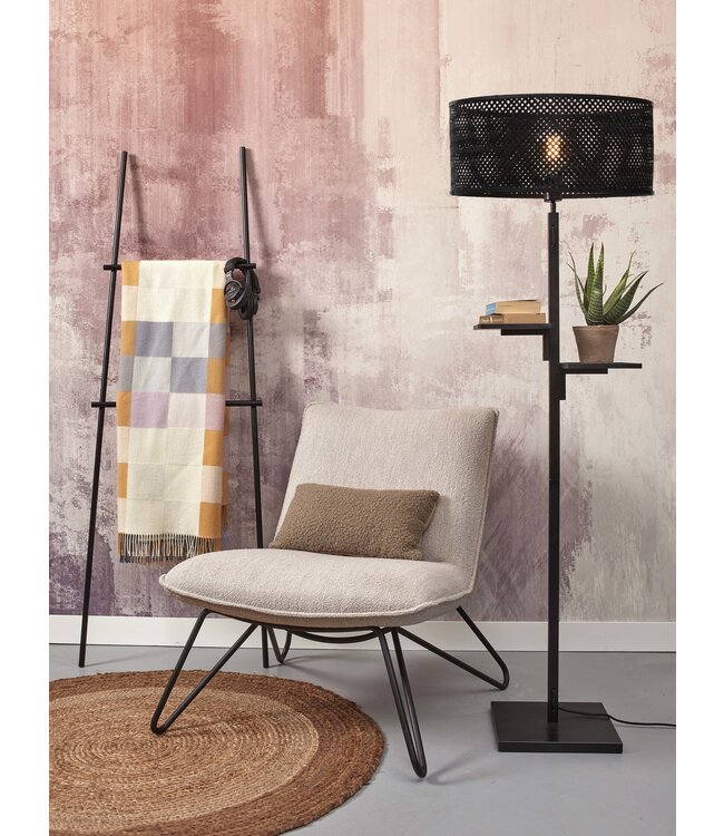 Good&Mojo vloerlamp Java bamboe zwart met plankjes