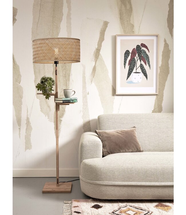 Good&Mojo vloerlamp Java bamboe naturel met plankjes