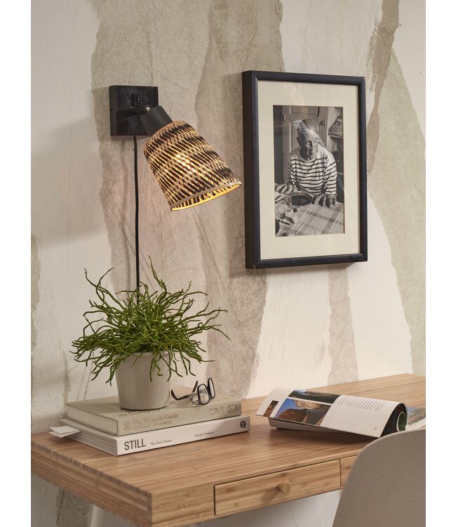 Good&Mojo wandlamp Java bamboe zwart