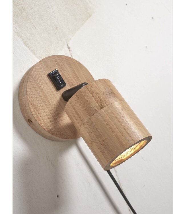 Wandspot Java in bamboe naturel of zwart