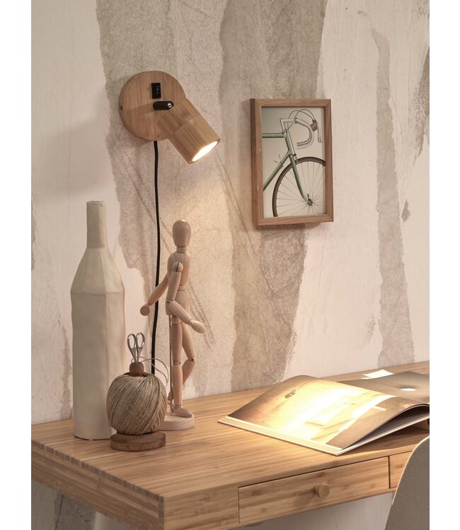 Wandspot Java in bamboe naturel of zwart