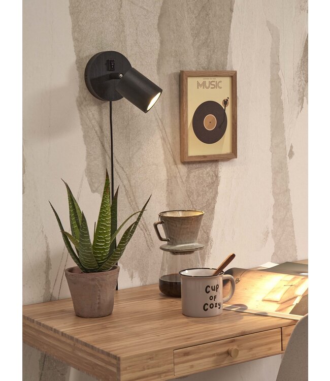 Wandspot Java in bamboe naturel of zwart