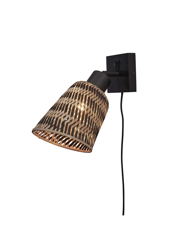 Good&Mojo wandlamp Java bamboe zwart