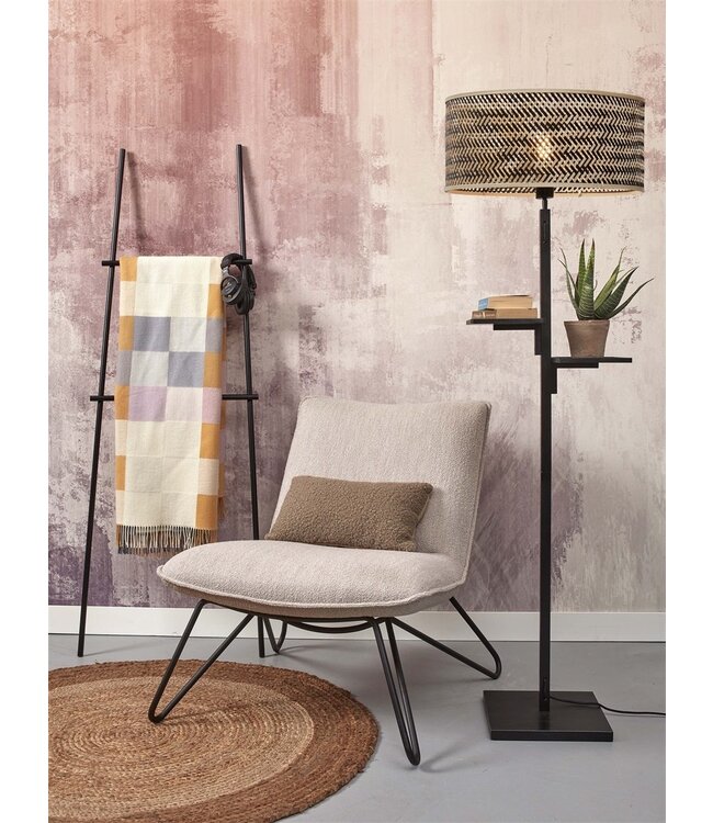 Good&Mojo vloerlamp Java bamboe zwart met plankjes