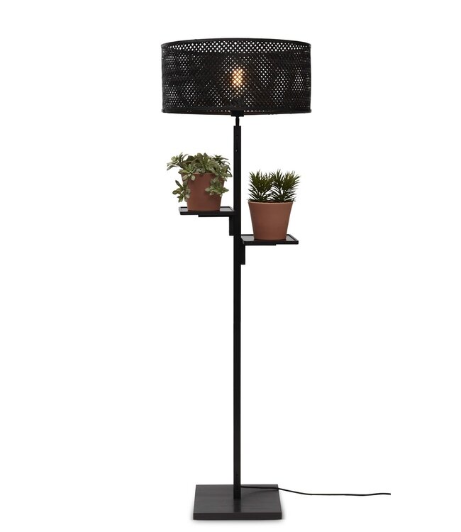 Good&Mojo vloerlamp Java bamboe zwart met plankjes