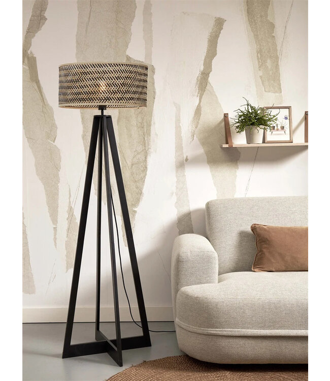 Good&Mojo vloerlamp Java 4-poot bamboe zwart