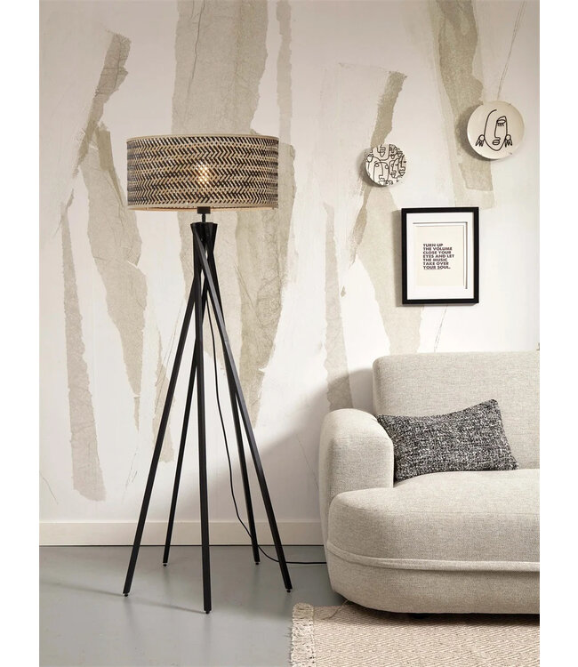 Good&Mojo vloerlamp Java 5-poot bamboe zwart