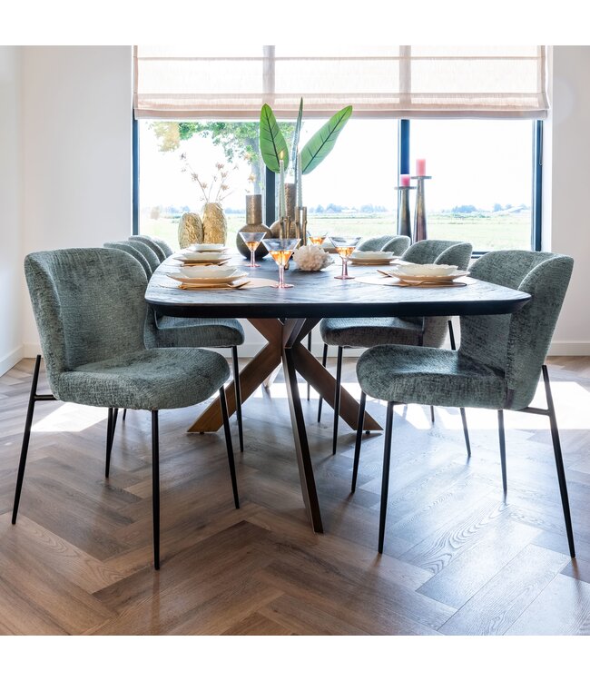 Richmond Interiors Eettafel Cambon Deens Ovaal Eikenhout en Spinpoot