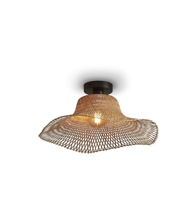 Plafondlamp Ibiza Bamboe Wavy in 2 maten enn 3 dessins