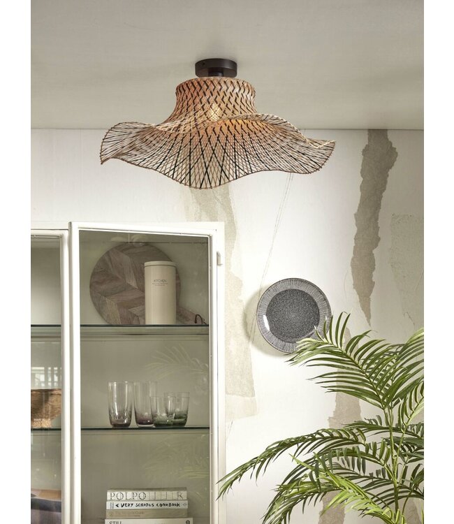 Plafondlamp Ibiza Bamboe Wavy in 2 maten enn 3 dessins