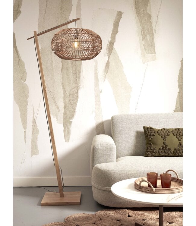 Good&Mojo vloerlamp Madeira bamboe in naturel, wit of zwart