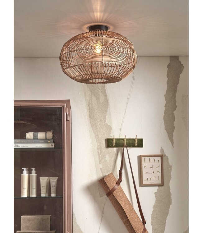 Good&Mojo plafonniere Madeira rotan ovaal in naturel of zwart