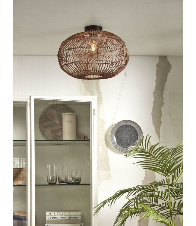 Good&Mojo plafonniere Madeira rotan ovaal in naturel of zwart