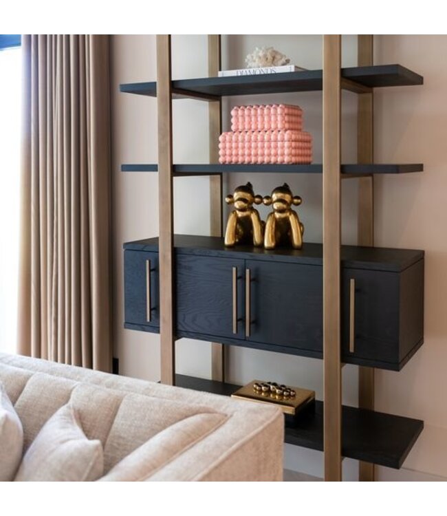 Richmond Interiors Wandkast Cambon 4-deuren 4-planken (Dark coffee)