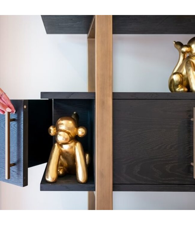 Richmond Interiors Wandkast Cambon 4-deuren 4-planken (Dark coffee)