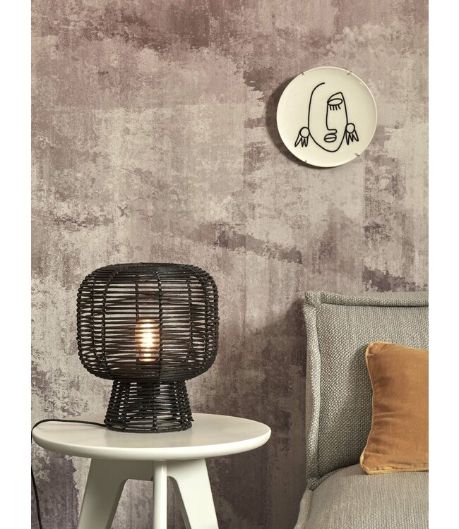 Good& Mojo Tafellamp Tanami met rotan voet, Naturel of Zwart