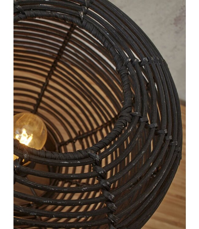 Good& Mojo Tafellamp Tanami met rotan voet, Naturel of Zwart