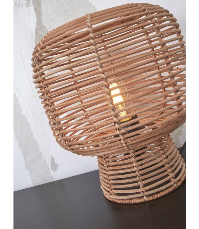 Good& Mojo Tafellamp Tanami met rotan voet, Naturel of Zwart