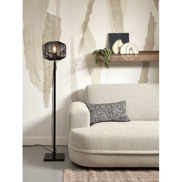 Good&Mojo Good&Mojo vloerlamp Tanami bamboe recht in Naturel of Zwart