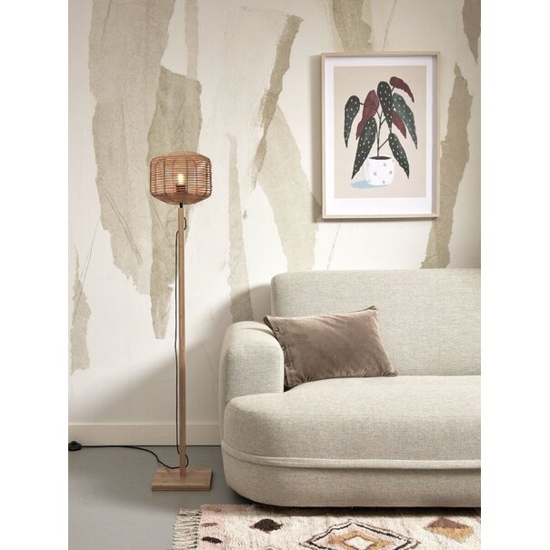 Good&Mojo Good&Mojo vloerlamp Tanami bamboe recht in Naturel of Zwart