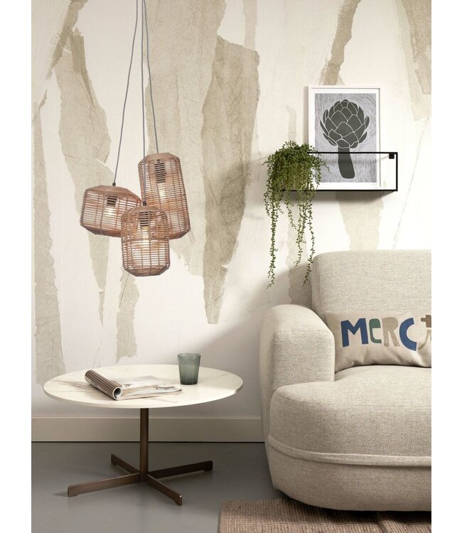 Good&Mojo hanglamp Tanami rotan met 3 lampenkapjes