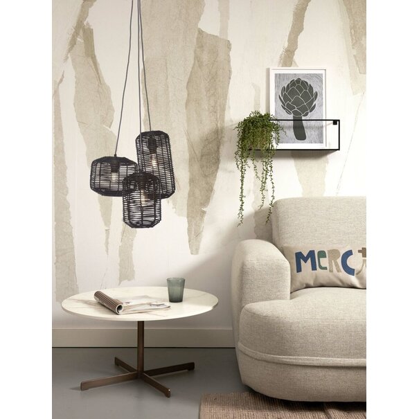 Good&Mojo Good&Mojo hanglamp Tanami rotan met 3 lampenkapjes