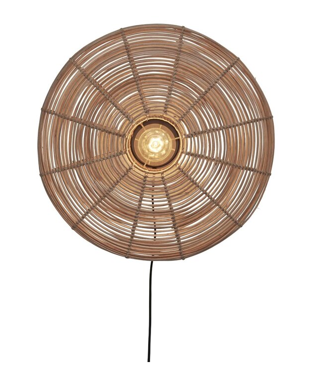 Wandlamp Tanami rotan schijf in naturel rotan