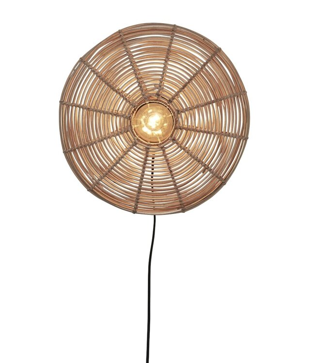 Wandlamp Tanami rotan schijf in naturel rotan