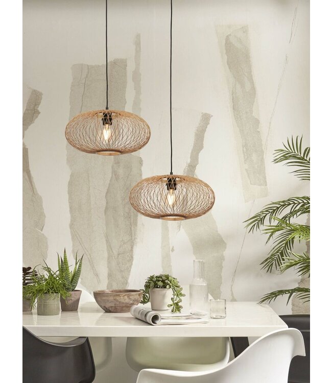 Hanglamp CANGO Elips in bamboe naturel of zwart
