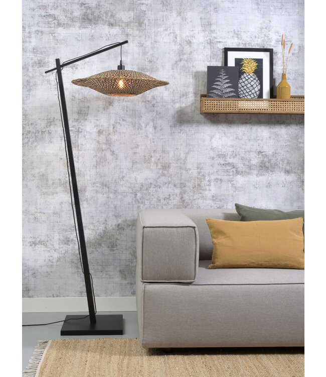 Good&Mojo vloerlamp Bali naturel of zwart met korte arm