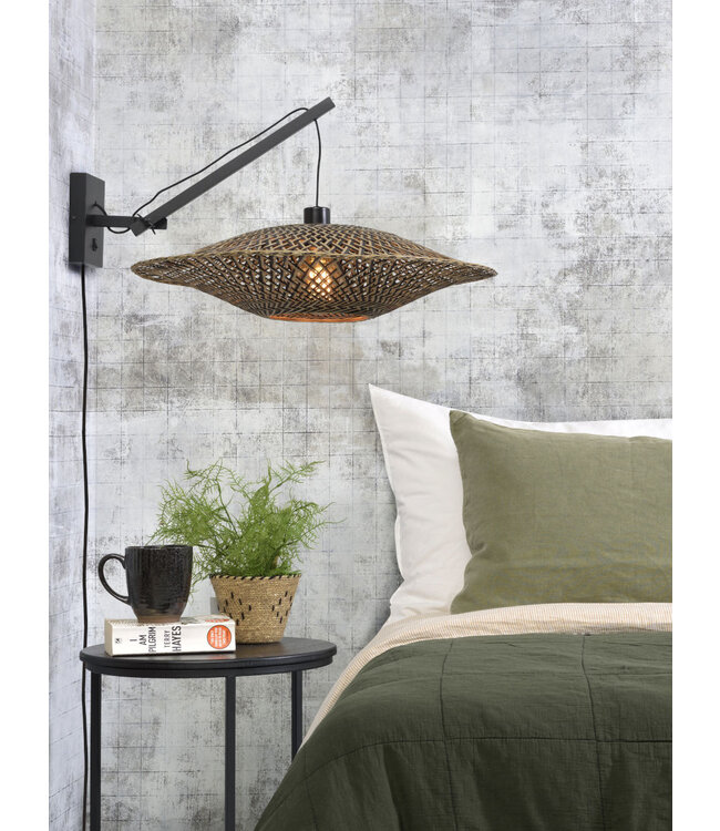 Good&Mojo wandlamp Bali Small naturel of zwart met korte arm
