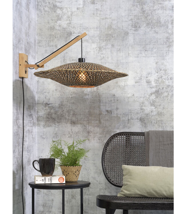 Good&Mojo wandlamp Bali Small naturel of zwart met korte arm