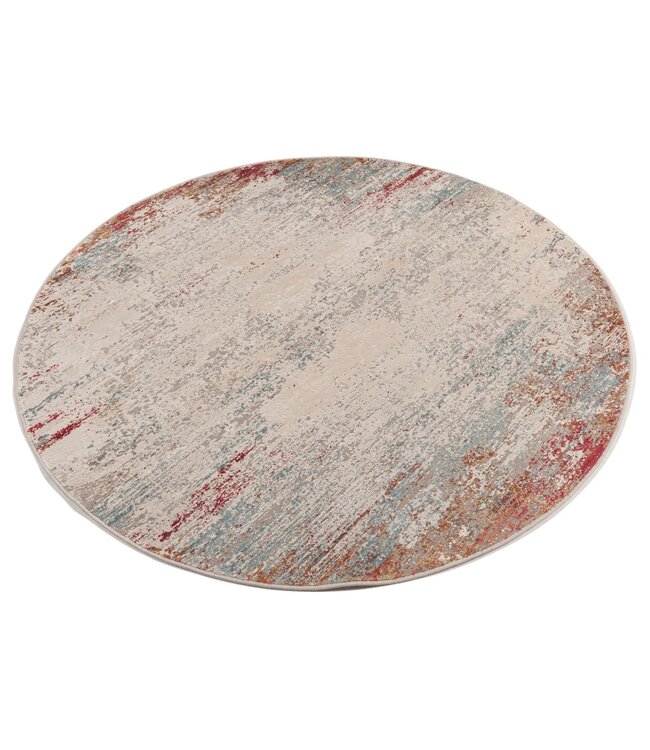 Karpi vloerkleed Olimpos 45 blauw-rood-beige-wit in Recht & Rond